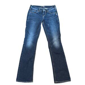 Silver Jeans Aiko Slim Bootcut Womens Size 7/26 Dark Wash Denim Embroidered Pock